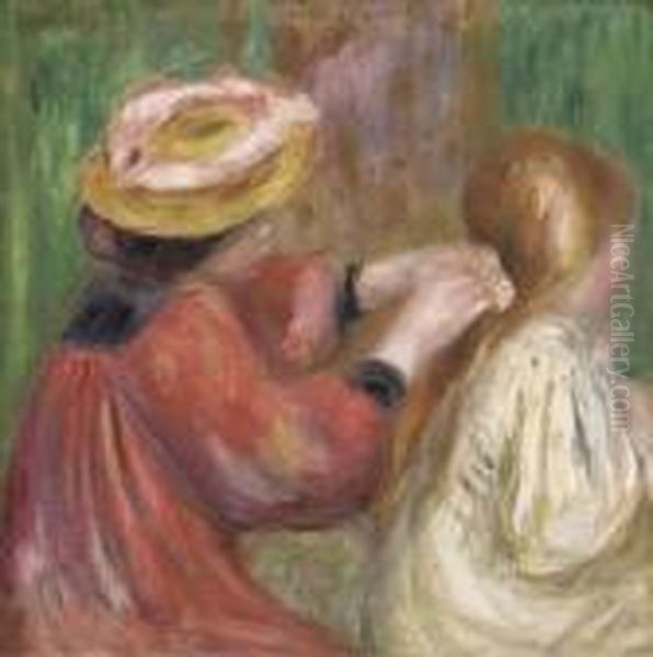 La Coiffure De L'enfant Oil Painting by Pierre Auguste Renoir