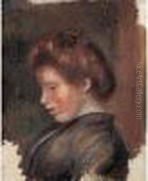 Tete De Jeune Femme Oil Painting by Pierre Auguste Renoir