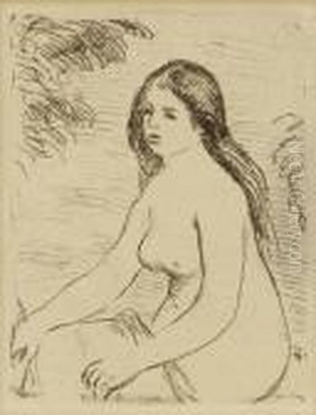 Femme Nue Assise. Oil Painting by Pierre Auguste Renoir