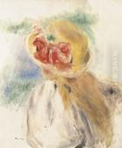 Jeune Fille Au Chapeau Fleuri Oil Painting by Pierre Auguste Renoir