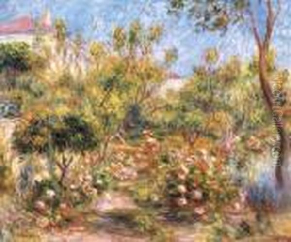 Jeune Fille Dans Un Jardin, Cagnes Oil Painting by Pierre Auguste Renoir