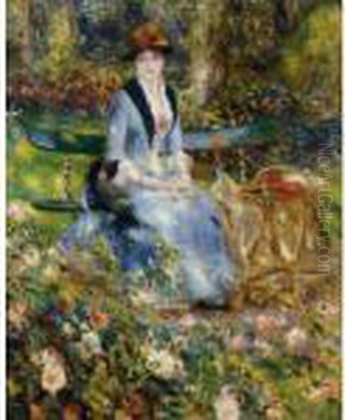 Dans Les Roses (madame Leon Clapisson) Oil Painting by Pierre Auguste Renoir