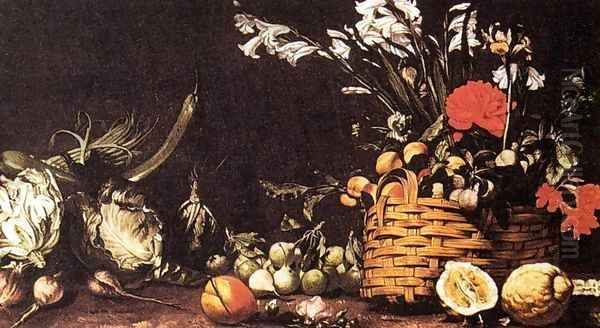 Still-Life with Vegetable, Fruit, and Flowers Oil Painting by Tommaso Salini (Mao)