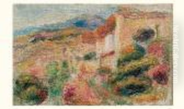 La Poste De Cagnes Circa 1905. Oil Painting by Pierre Auguste Renoir