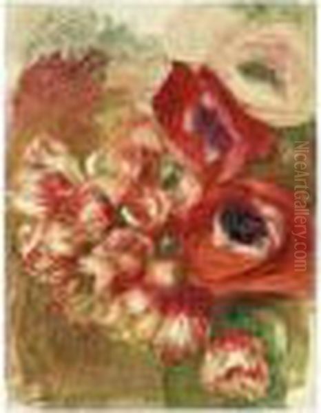 Anemones Et Roses Oil Painting by Pierre Auguste Renoir