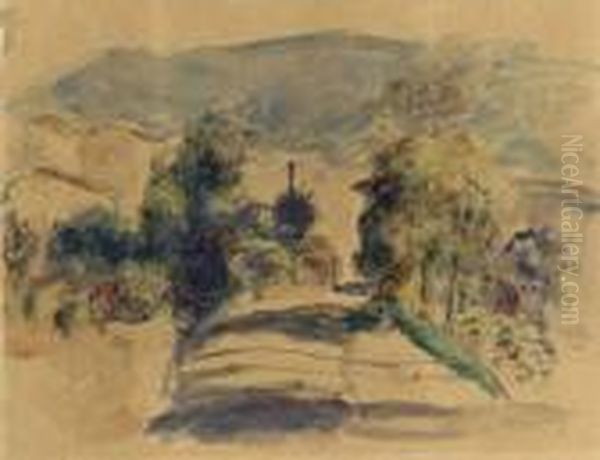 Paysage De Cagnes Oil Painting by Pierre Auguste Renoir