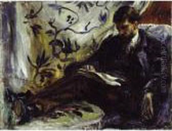 Portrait D'edmond Maitre (le Liseur) Oil Painting by Pierre Auguste Renoir