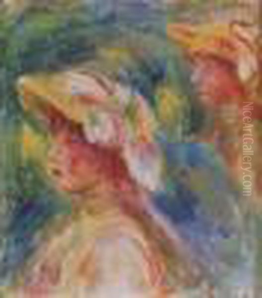 ?jeunes Filles De Profil?, Circa 1905 Oil Painting by Pierre Auguste Renoir