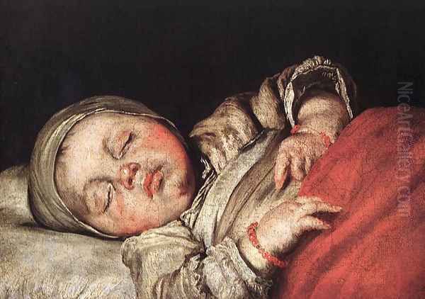 Sleeping Child Oil Painting by Bernardo Strozzi