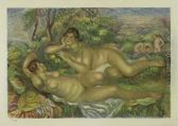 Les Baigneuses>. Oil Painting by Pierre Auguste Renoir