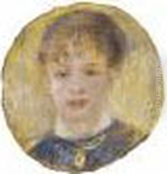 Tete De Femme (jeanne Samary) Oil Painting by Pierre Auguste Renoir