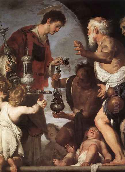 The Charity of St Lawrence 1639-40 Oil Painting by Bernardo Strozzi