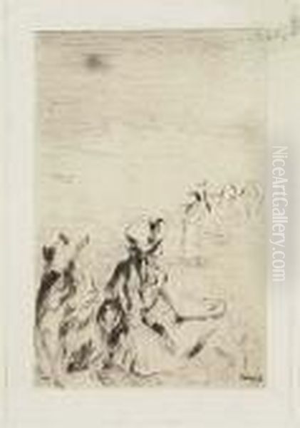 Two Etchings.
Sur Le Plage A Berneval Oil Painting by Pierre Auguste Renoir