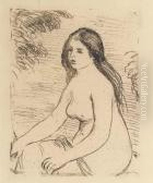 Femme Nue Assise Oil Painting by Pierre Auguste Renoir