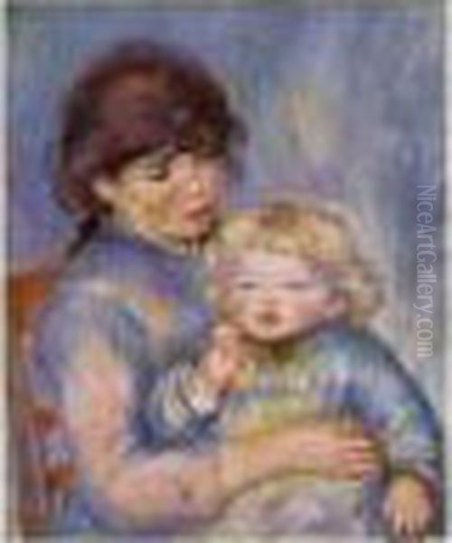 Maternite Or Enfant Au Biscuit Oil Painting by Pierre Auguste Renoir