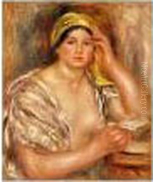 Femme Au Turban Jaune Oil Painting by Pierre Auguste Renoir