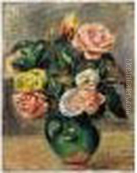 Bouquet De Roses Oil Painting by Pierre Auguste Renoir