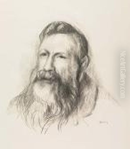 Auguste Rodin<</b> Oil Painting by Pierre Auguste Renoir