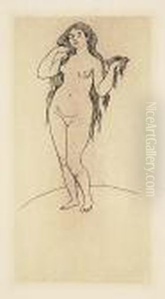 Femme Nue<</b> Oil Painting by Pierre Auguste Renoir