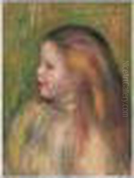 Taete De Fillette De Profil Oil Painting by Pierre Auguste Renoir