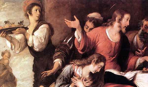 Banquet at the House of Simon (detail) c. 1629 Oil Painting by Bernardo Strozzi