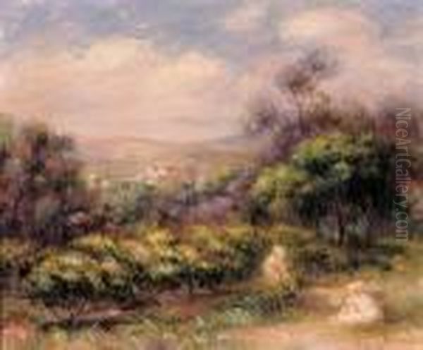 Paysage A Cagnes Oil Painting by Pierre Auguste Renoir