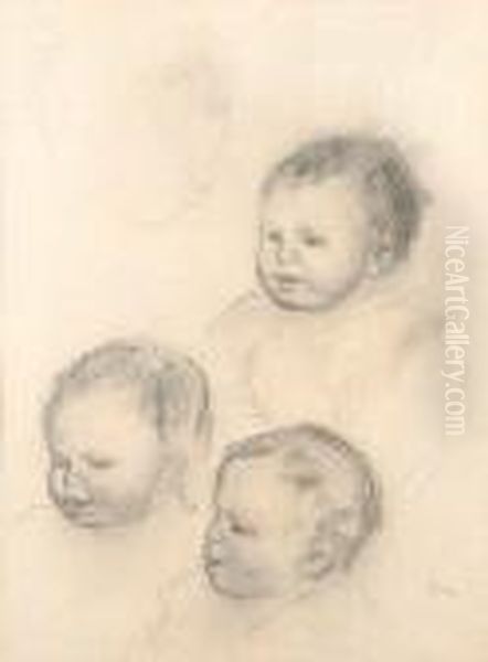 Tetes D'enfants Oil Painting by Pierre Auguste Renoir