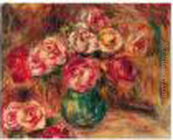 Vase De Fleurs Oil Painting by Pierre Auguste Renoir