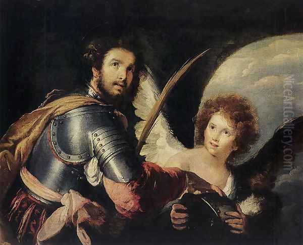 St Maurice and the Angel c. 1635 Oil Painting by Bernardo Strozzi