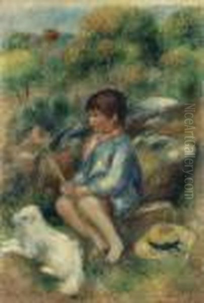 Jeune Garon Au Ruisseau Oil Painting by Pierre Auguste Renoir