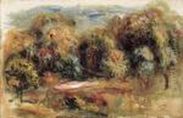 Paysage A Cagnes Oil Painting by Pierre Auguste Renoir