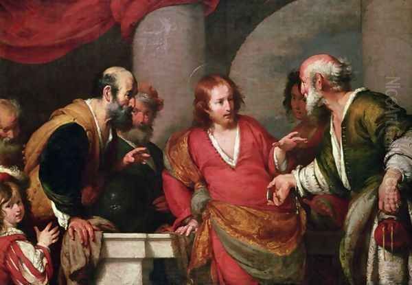 Christ in the Temple with Money Lenders Oil Painting by Bernardo Strozzi