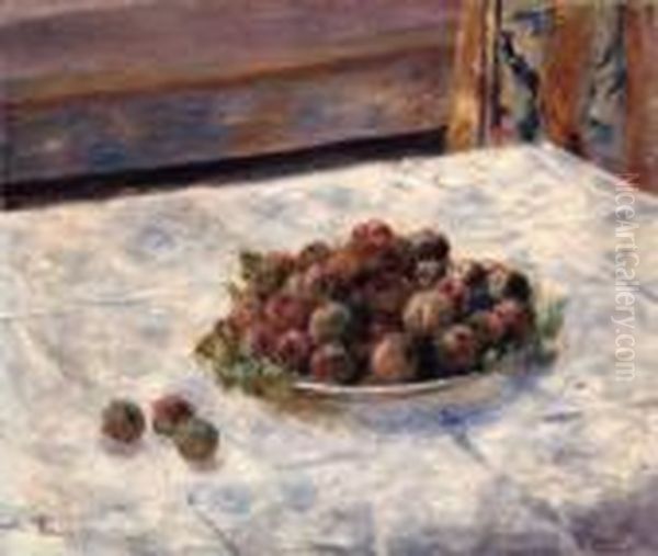 Nature Morte, Le Plat De Prunes Oil Painting by Pierre Auguste Renoir