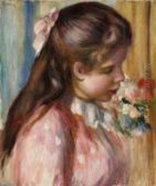 Buste De Jeune Fille Oil Painting by Pierre Auguste Renoir