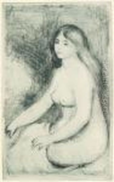 Baigneuse Assise Oil Painting by Pierre Auguste Renoir