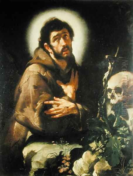 St Francis in Ecstasy, c.1615-18 Oil Painting by Bernardo Strozzi