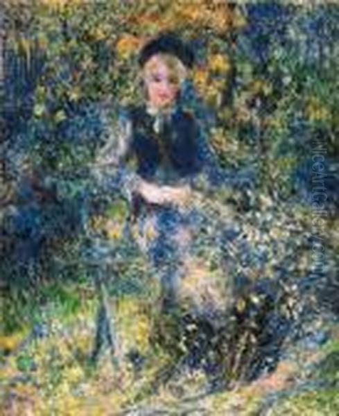 La Jeune Fille Au Banc Oil Painting by Pierre Auguste Renoir