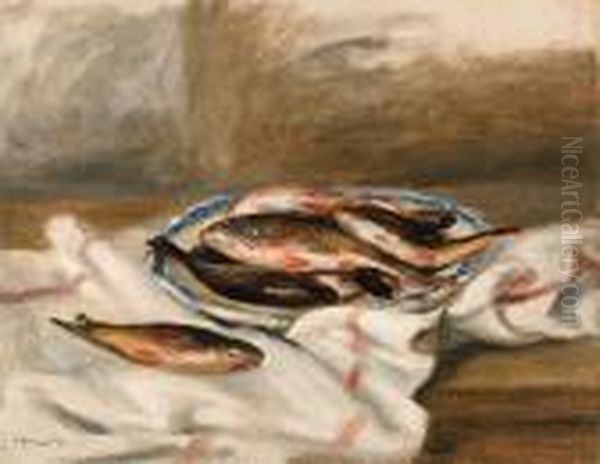 Nature Morte Aux Poissons Oil Painting by Pierre Auguste Renoir