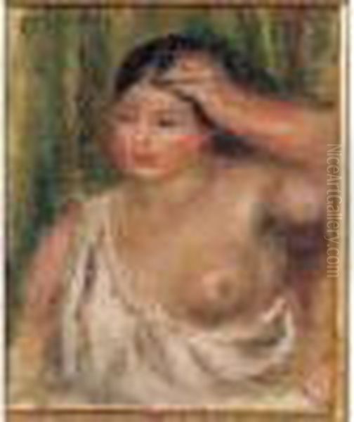 Femme Au Sein Nu Oil Painting by Pierre Auguste Renoir