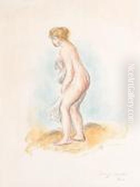 Baigneuse, Debout, En Pied (d.; S. 28) Oil Painting by Pierre Auguste Renoir