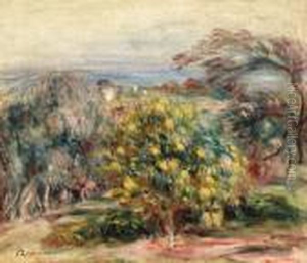 Paysage Des Collettes (landscape At Collettes) Oil Painting by Pierre Auguste Renoir