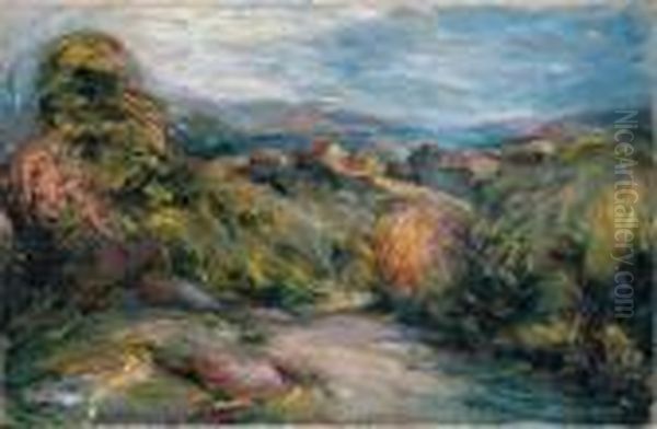 Les Hauts De Cagnes (the Hills Of Cagnes) Oil Painting by Pierre Auguste Renoir