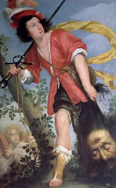 David with the Head of Goliath Oil Painting by Bernardo Strozzi