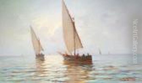 Barche Al Largo Oil Painting by Renuccio Renucci