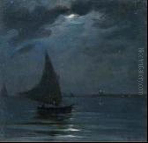 Notturno Con Vela Oil Painting by Renuccio Renucci