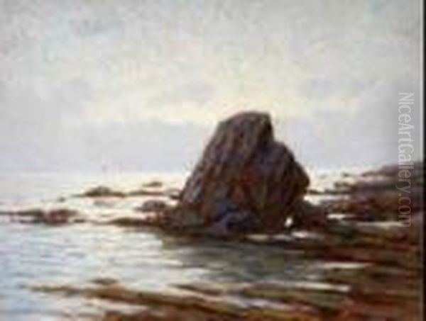 Marina Con Scoglio Oil Painting by Renuccio Renucci