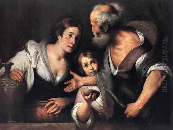 Prophet Elijah and the Widow of Sarepta 1630s Oil Painting by Bernardo Strozzi