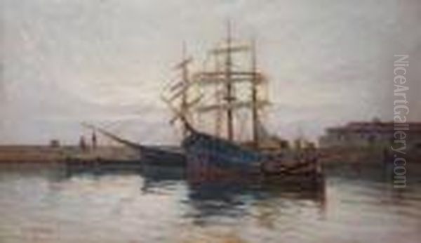 Velieri In Rada Oil Painting by Renuccio Renucci