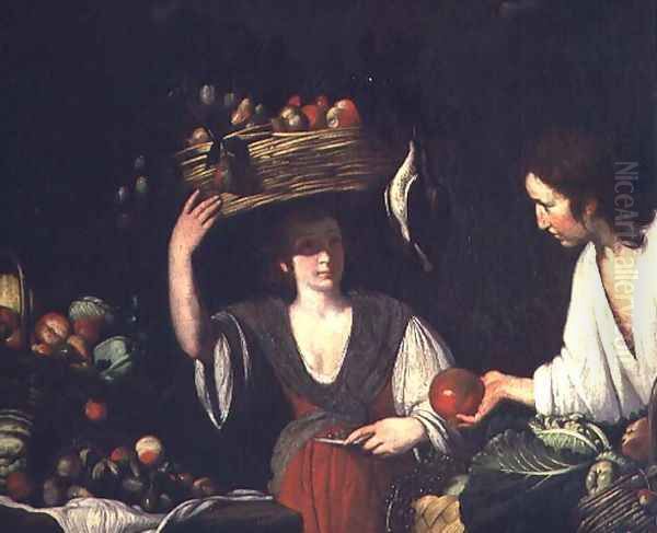 Fruitseller Oil Painting by Bernardo Strozzi