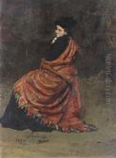 Study For A Parisian Cafe: A Woman Seated Oil Painting by Ilya Efimovich Efimovich Repin